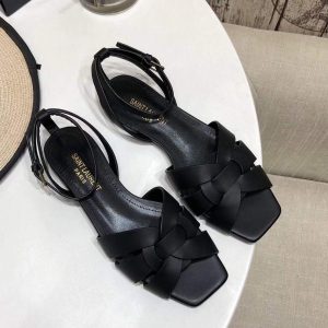 Yves Saint Laurent Tribute Flat Sandals In Smooth Leather 30149 - luxibagsmall