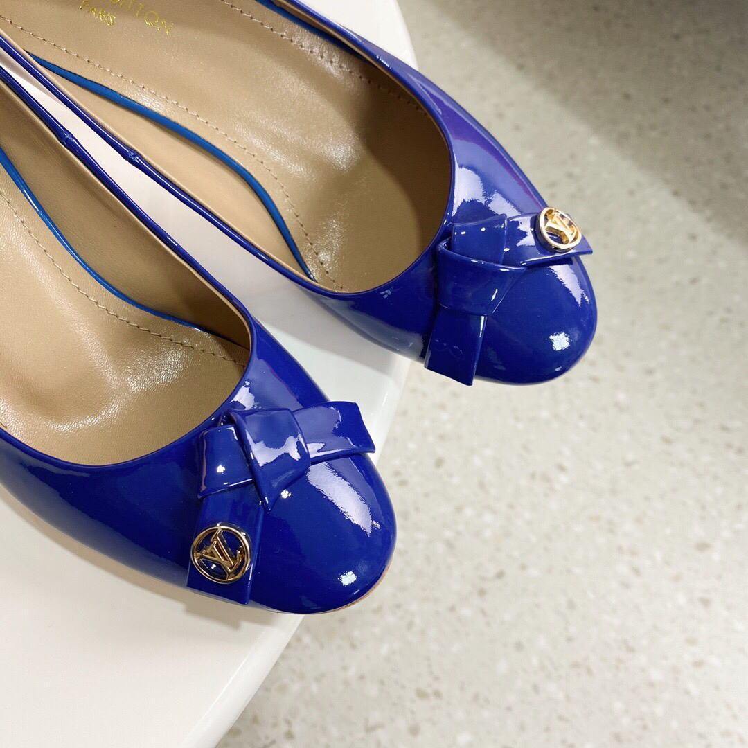 LV Loafers Designer Louis Vuitton Round Toe High Heels 81098 Blue - luxibagsmall