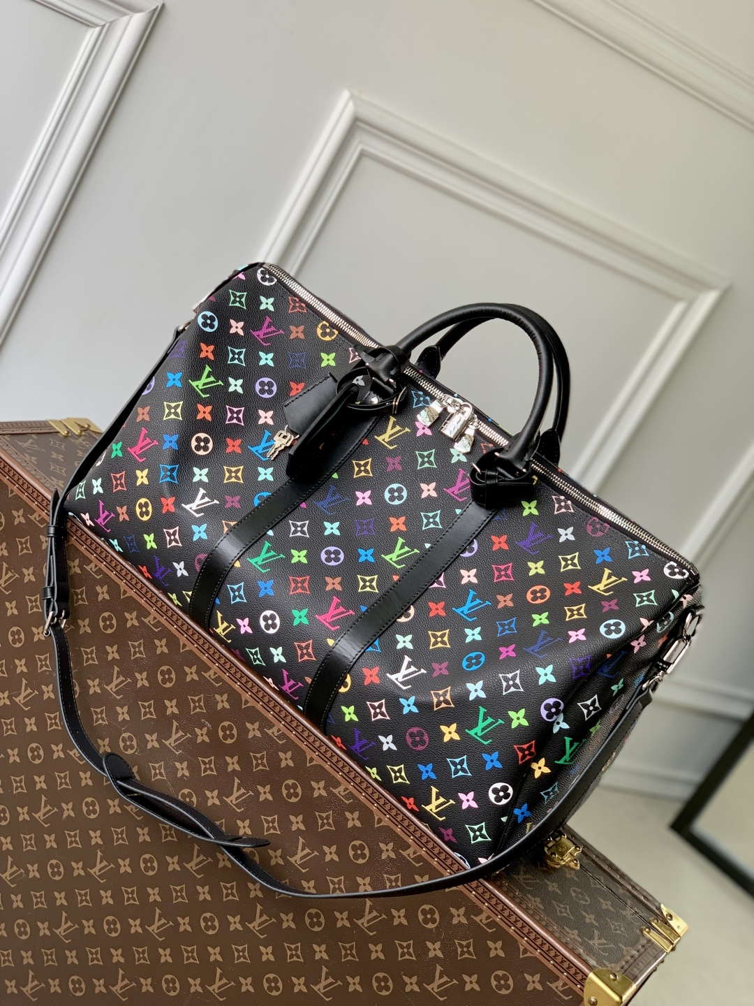 LV M13745 Louis Vuitton LV x TM Keepall Bandoulière 50 Bag Black Multicolored