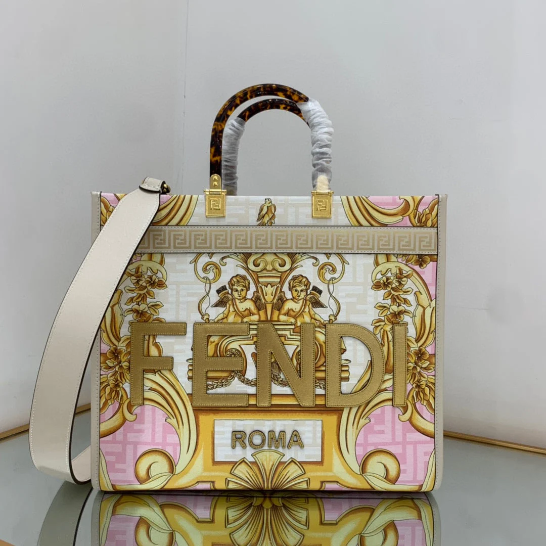 Fendi 8BH386 Sunshine Medium Tote Shoulder Bag White