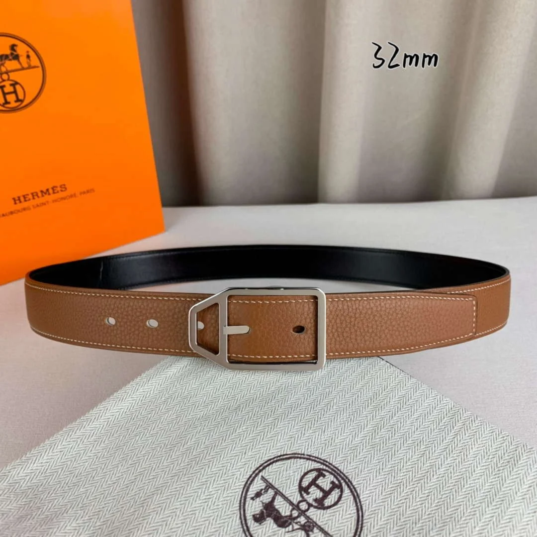 Hermes H010632UP2K Jockey belt buckle & Reversible leather strap 32 mm H88013