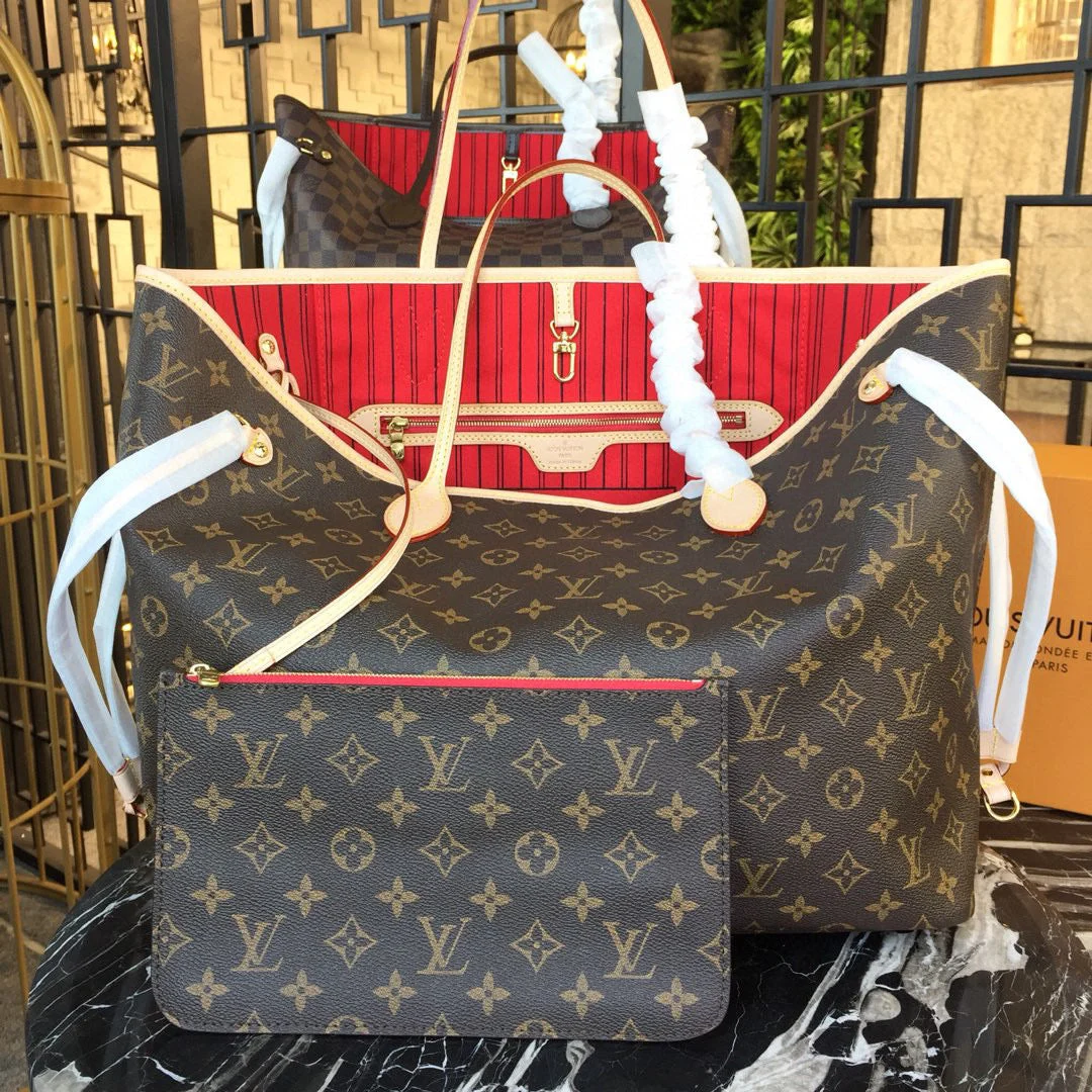 LV M40991 Louis Vuitton Neverfull GM Monogram Canvas Red