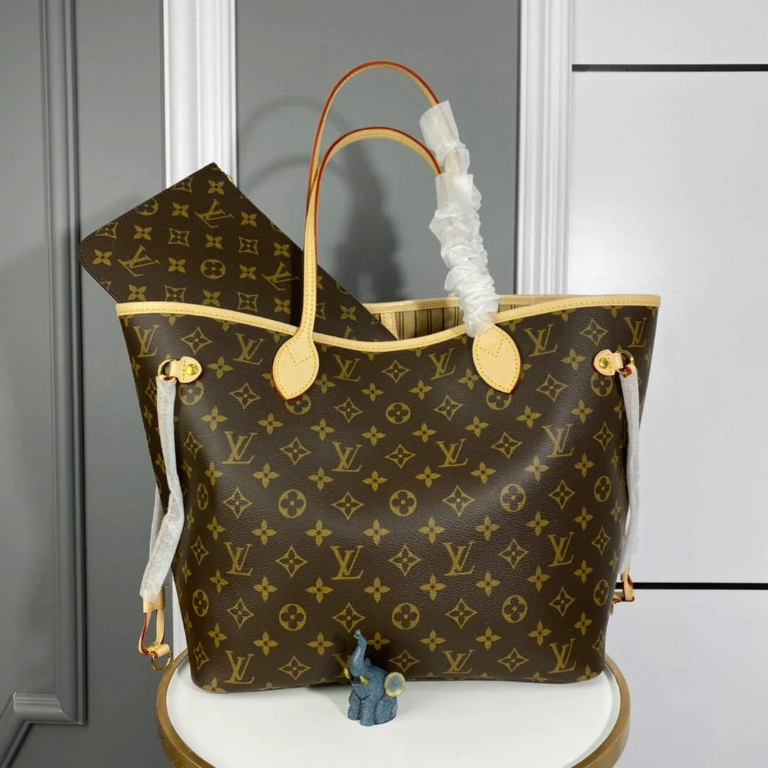 LV M40995 Louis Vuitton Neverfull MM Monogram Canvas Beige