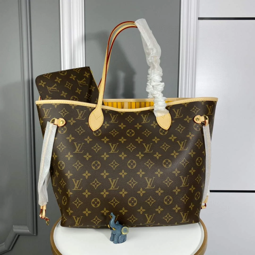 LV M40997 Louis Vuitton Neverfull MM Monogram Canvas Cerise Yellow