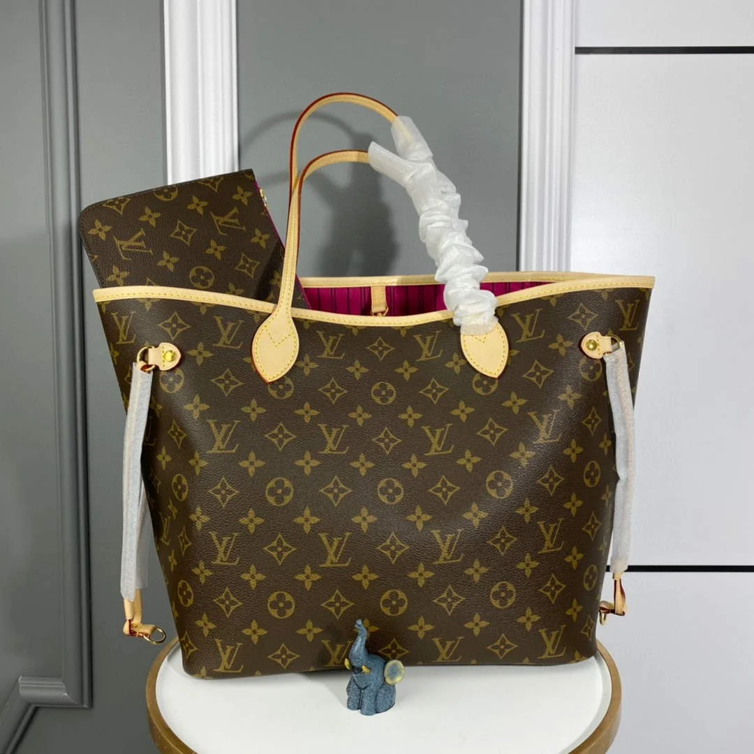 LV M41178 Louis Vuitton Neverfull MM Monogram Canvas Pivoine Pink