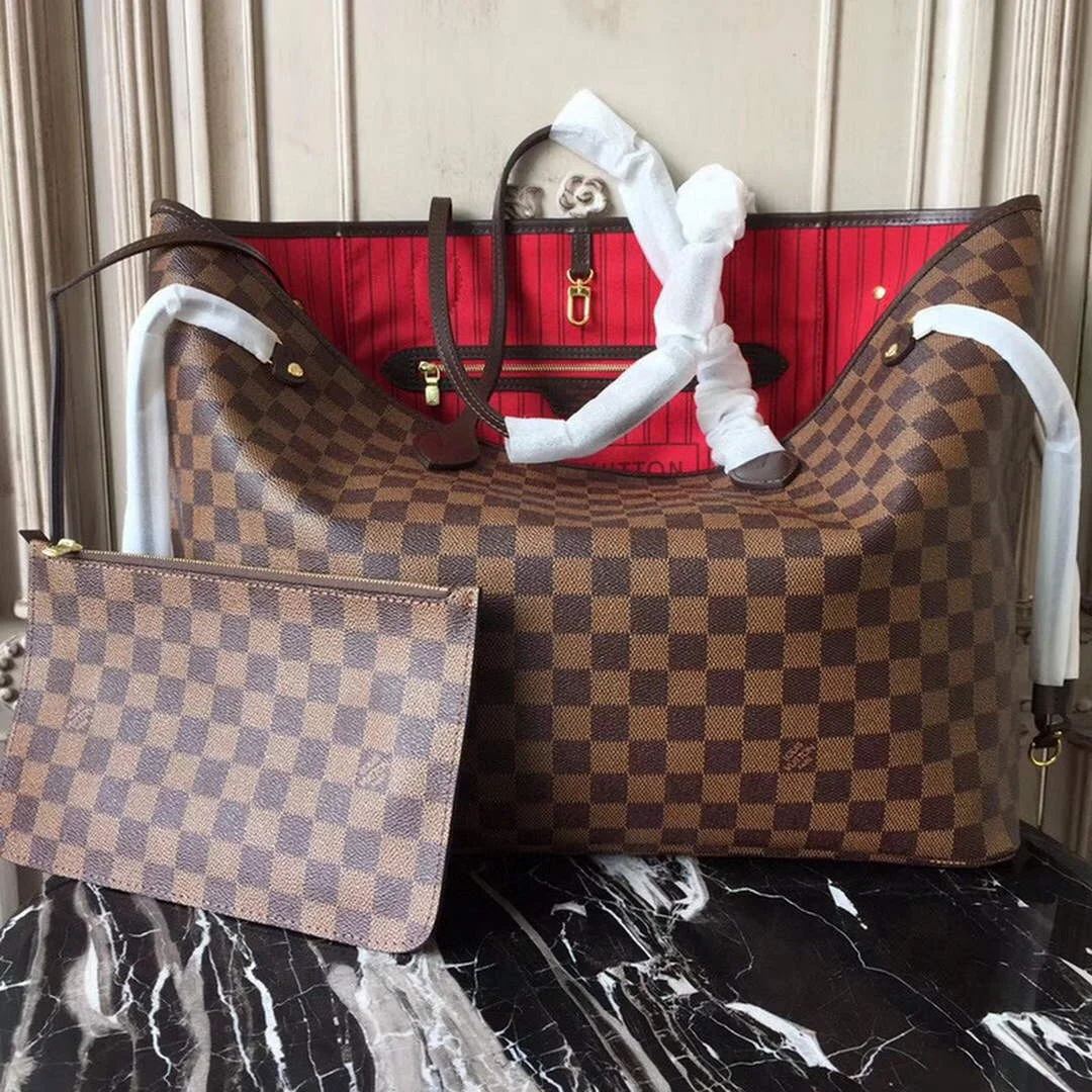 LV N41357 Louis Vuitton Neverfull GM Damier Ebene Red