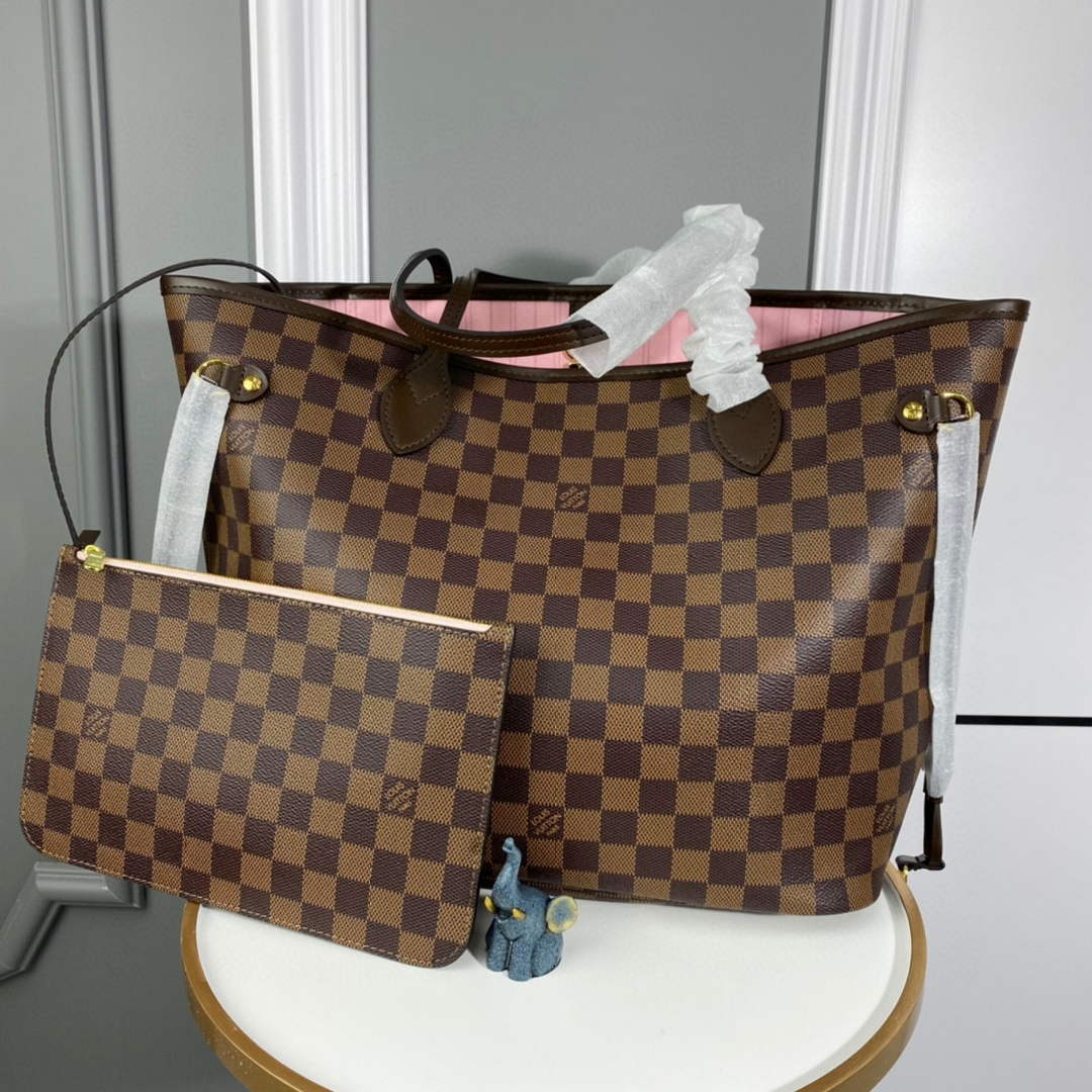LV N41603 Louis Vuitton Neverfull MM Damier Ebene Rose Ballerine Pink