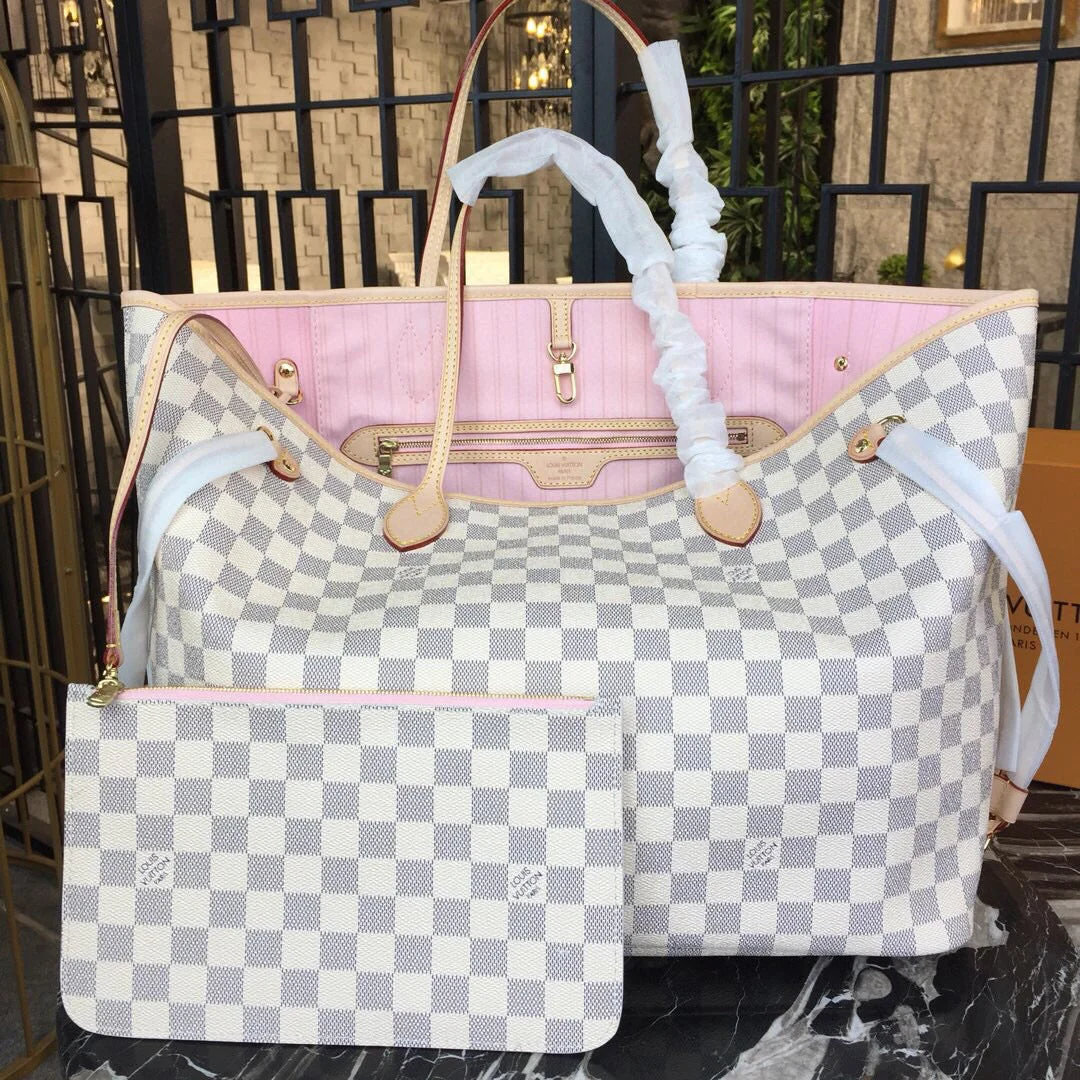 LV N41604 Louis Vuitton Neverfull GM Damier Azur coated canvas