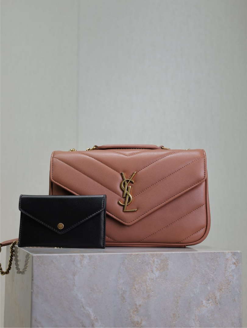 YSL 801437 Loulou small in matelassé lambskin Pink
